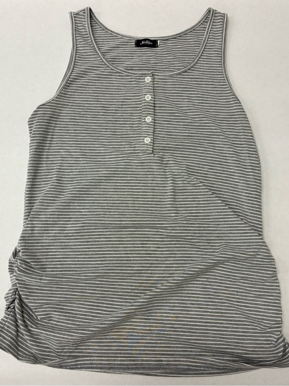 Molli Gray and White Striped Henley Tank